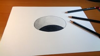 Drawing 3D Hole How to draw 3d hole [upl. by Elberta]