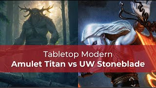 Amulet Titan vs UW Stoneblade  MKM Modern  MTG [upl. by Eidorb]