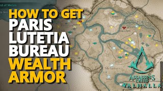 Lutetia Bureau Wealth Armor Gear Key Joyeuse Location Assassins Creed Valhalla [upl. by Thedrick272]