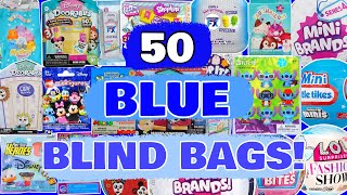 UNBOXING 50 BLUE BLIND BAGS MINI BRANDS DOORABLES REAL LITTLES LOL SURPRISE SQUISHMALLOWS [upl. by Ellenrahs]