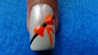 UNHA DECORADA COM LACINHO E GLITER  NAIL ART DESIGN [upl. by Enilada]