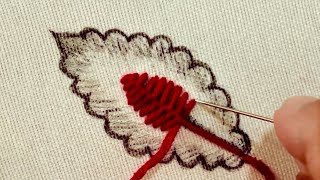 Two Fresh Stitches for Beautiful leaf Embroidery For Beginners Embroidery Designs for Beginners [upl. by Edythe]