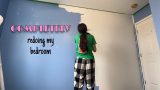 COMPLETELY redoing my bedroom for my birthday painting new furniture decorating  more [upl. by Annoik]