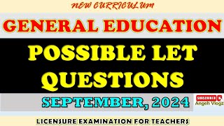 GENERAL EDUCATION SEPTEMBER 2024 LET  NEW CURRICULUM viral letreview letreviewer trending [upl. by Desberg980]