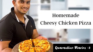 Best Homemade Cheesy Chicken Pizza Recipe  Pizza Dough Wild Cookbook [upl. by Nsaj]