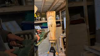 Wood spirit carving chainsawcarving chainsawsculpture woodwork chainsawartist chainsawart [upl. by Eipper]