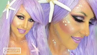 Halloween Look Purple Mermaid Makeup Tutorial [upl. by Ennyroc]