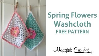 Spring Flowers Dishcloth Free Crochet Pattern  Right Handed [upl. by Stambaugh]