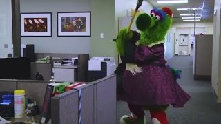 Phillie Phanatic Destroys ESPN Office  ESPN [upl. by Delija]