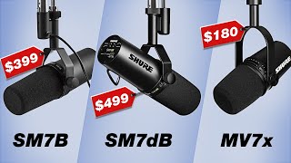 Best Microphone for Podcasting amp Live Streaming Shure SM7B vs SM7dB vs MV7x Review [upl. by Sirromal236]