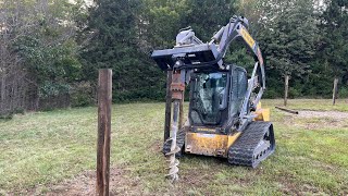 BUILDING A HUGE DOG FENCE OUT OF LOGS I CUT AT THE COTTAGE BIG JOB [upl. by Fessuoy]