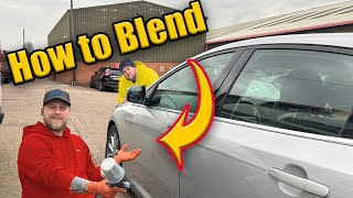 Blending basecoat paint and lacquer clear coat without a spray booth car painting  how to DIY [upl. by Millford602]