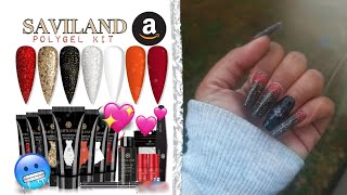 I Ordered Saviland Polygel Kit From Amazon Winter Nail Set nailart [upl. by Oijres827]