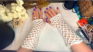 DIY 🧶 Fishnet Fingerless Gloves Crochet Free pattern Tutorial [upl. by Janeczka838]