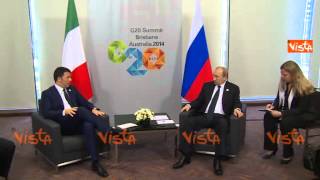 G20 AUSTRALIA RENZI A PUTIN DOPO MILANO RAPPORTI UE RUSSIA PASSO IN AVANTI 151114 [upl. by Atinaw714]