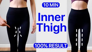 10Min Inner Thigh Burn – Get a Thigh Gap in 2 Weeks No Jumping [upl. by Alrak485]