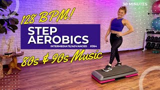 128 BPM Step Aerobics Cardio  Intermediate  Advanced  30 Min Stepper workout [upl. by Worsham569]