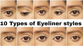 How to 10 different types of eyeliner styles  different eyeliner styles [upl. by Caprice]