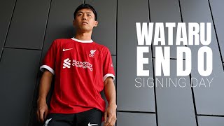 SIGNING DAY Wataru Endos first day at Liverpool  Behindthescenes VLOG [upl. by Yrollam]