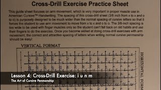 Lesson 4 Crossdrill Exercise with i u n m  cursive handwriting penmanship amsr [upl. by Rodi]