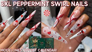 3XL Peppermint Swirl Nails  Modelones Advent Calendar  Unboxing All 25 Days  Beginner Tutorial [upl. by Ackley]