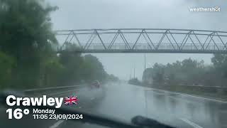 Downpours M23 Southbound West Sussex  Mon 23Sep24 [upl. by Ytsirk]