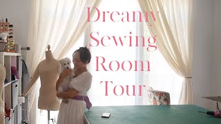 I Turned My Living Room Into A Chic but Classic Sewing Room Sewing and Embroidery Room Tour [upl. by Abehsat]