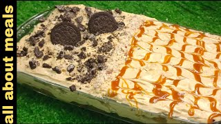 Caramel and Oreo delight  cream delight recipe  all about meals [upl. by Aisemaj]