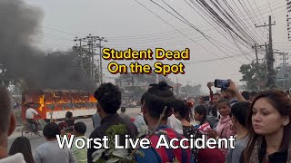 Worst accident ever in Nepal  Khanar Live Accident  School Student on the Spot Death [upl. by Anirahc]