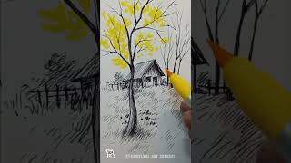 Yellow tree in Scenery art shorts art coloring [upl. by Clementis720]