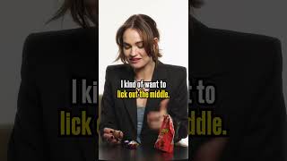 Lily James has HILARIOUS reaction to British chocolate 😋 [upl. by Sitruc]