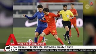 Singapore lose 41 to 10man China after controversial penalty in World Cup qualifier [upl. by Nimrahc]