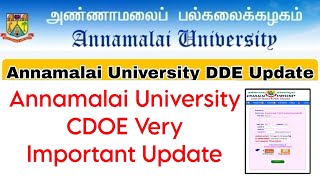 Annamalai University CDOE Very Important Update 👍 [upl. by Fernyak678]