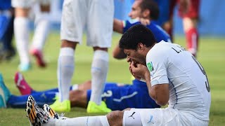 World Cup Flashbacks Suarez Bites Chiellini Uruguay 10 Italy 2014 World Cup 62414 [upl. by Nagah]