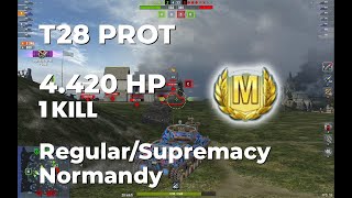 168th GUNNERS  T28 Prot  44 K DMG  1 KILL  ACE  Normandy  wotb wotblitz [upl. by Anetsirhc]