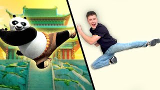 Trying Kung Fu Panda stunts in REAL LIFE [upl. by Ellezig]