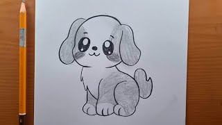 COME DISEGNARE UN CUCCIOLO KAWAII 🐶❤️  disegna un cane con una matita [upl. by Nidnarb]