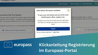 Klickanleitung Registrierung im Europass Portal [upl. by Suolekcin]