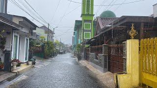 Heavy Rain Walk in the Suburbs Area  ASMR Nature Rain Sounds [upl. by Bergman]