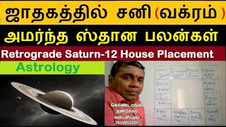 ஜாதகத்தில் சனிவக்ரம் அமர்ந்த ஸ்தான பலன்கள்  Effects of Retrograde Saturn in 12 Houses  Astrology [upl. by Hertzog]