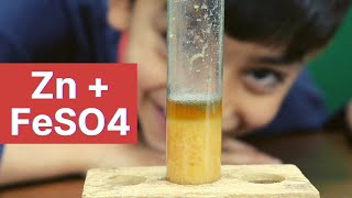 Zinc reaction with Ferrous Sulphate FeSO4  Displacement Reaction  Chemistry [upl. by Goda]