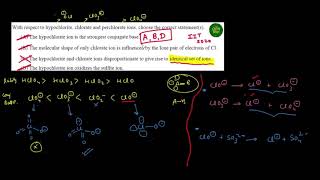 IIT ADVANCED 2020 SOLUTION  With respect to hypochlorite chlorate and perchlorate ions choose the [upl. by Nnalyrehs]