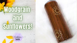 Woodgrain and Sunflower Peekaboo Tumbler Tutorial  Personalize it With YOUR Name [upl. by Gundry]