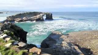 Playa de las Catedrales at High Tide in Winter  FANTASTIC [upl. by Syl]