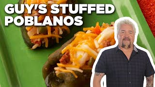 Guy Fieris Poblanos Stuffed with Chorizo Shrimp amp Rice THROWBACK  Guys Big Bite  Food Network [upl. by Naillik494]