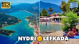 NYDRINidri 🌞 Lefkada Island  Greece 🇬🇷  Beautiful Beach 🏖️  Picturesque Town 4K UHD [upl. by Sanford364]