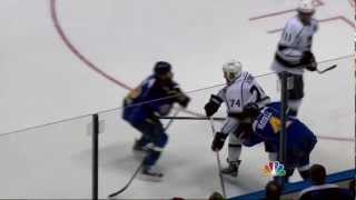 David Backes hit on Slava Voynov LA Kings vs St Louis Blues game 2 43012 NHL Hockey [upl. by Wadesworth]