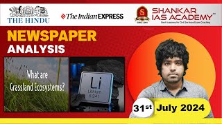 Newspaper Analysis July 31 2024 Shankar IAS Academy UPSC current Affairs  Prelims [upl. by Carmencita120]