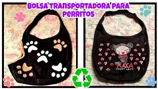 Bolsa TRANSPORTADORA para perritos con una bolsa reciclada♻️  diy manualidades para mascotas♻️✂️🐶 [upl. by Setsero]