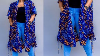 How to Cut and Sew a Kimono With Drawstrings and Patch Pocket [upl. by Nibas]